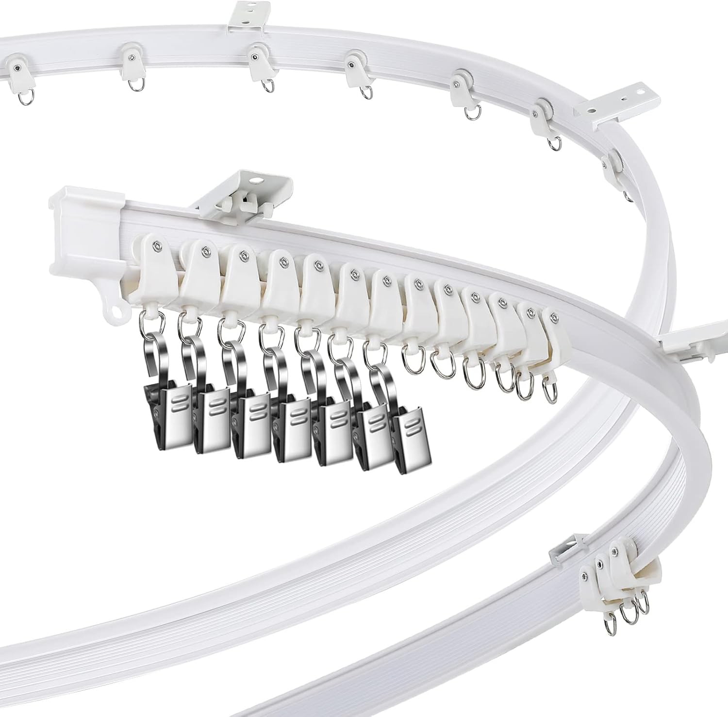 Curved Ceiling Curtain Track Flexible Bracket (White, 5 meters / 16.4 feet)