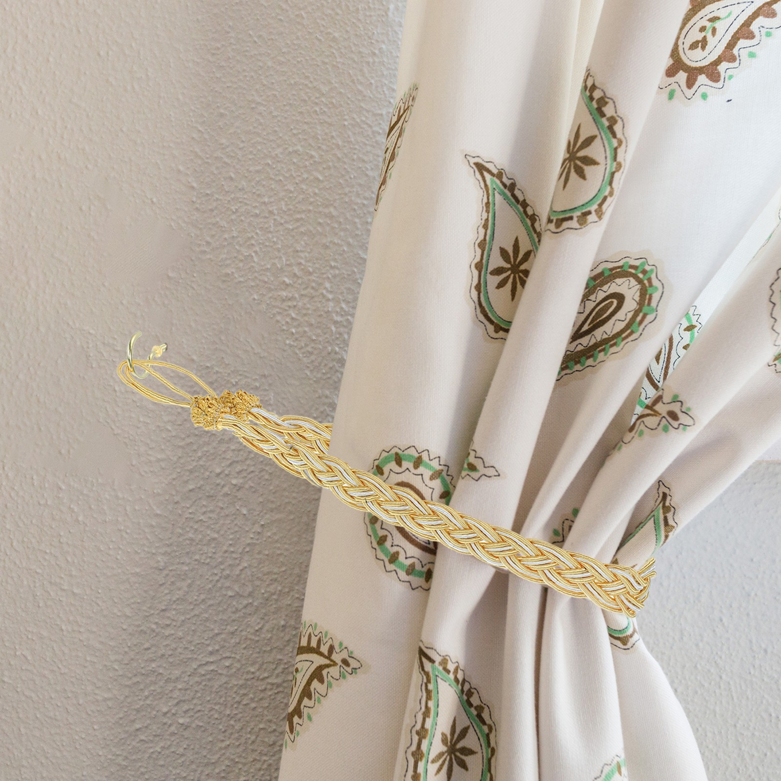 2Pcs 58cm/23″ Curtain Tiebacks Braided Drapery Holdback Holder Dark Brown]
