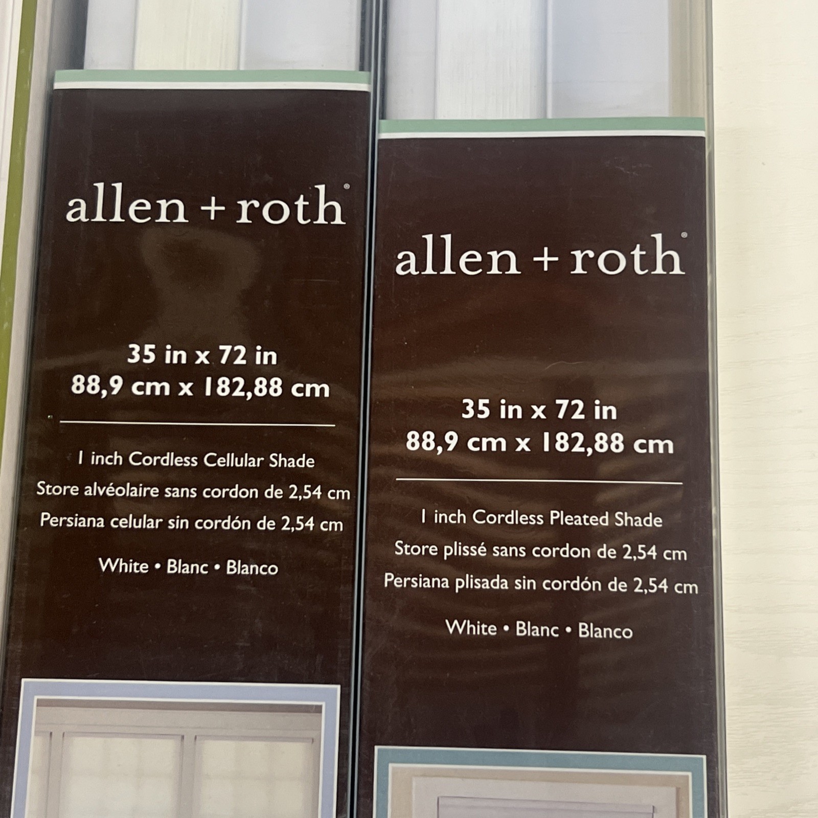 Bali/Allen + Roth Set Of 4 35”X 72” WHITE – Cellular Shade New