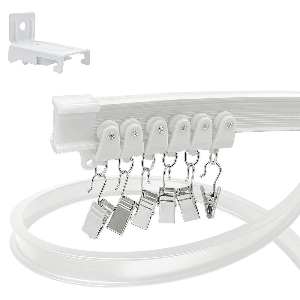 Wall Curtain Track Window Rod Pole Rail System Flexible Rail Track Mount US