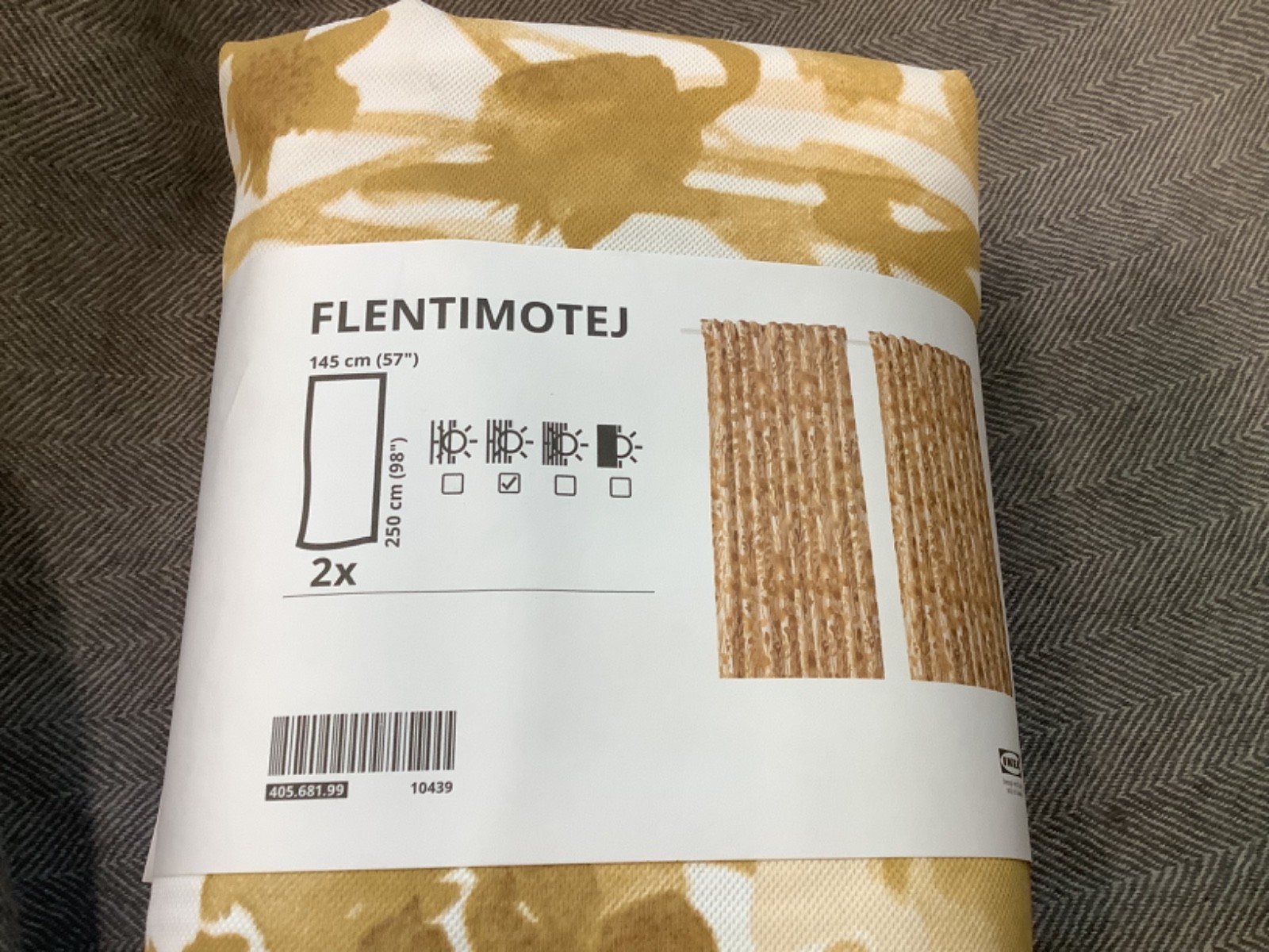 Ikea FLENTIMOTEJ curtains 57×98 ” ( 1 pair ) light beige/floral 405.681.99 NEW