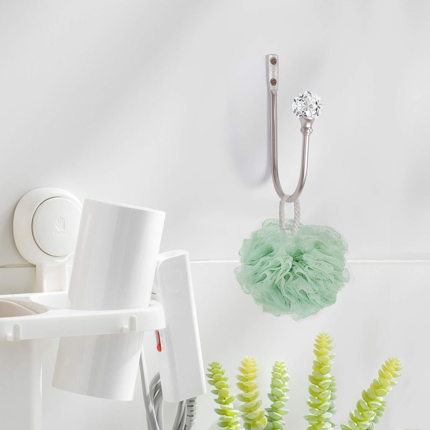 Curtain Holdback, 2pcs Wall Mounted Drapery Tiebacks with Clear Crystal Ball,…