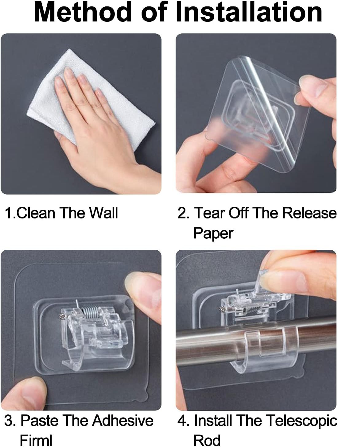 Curtain Rod Bracket No Drilling 16pcs, Self Adhesive Nail Free Curtain Rod Wa…