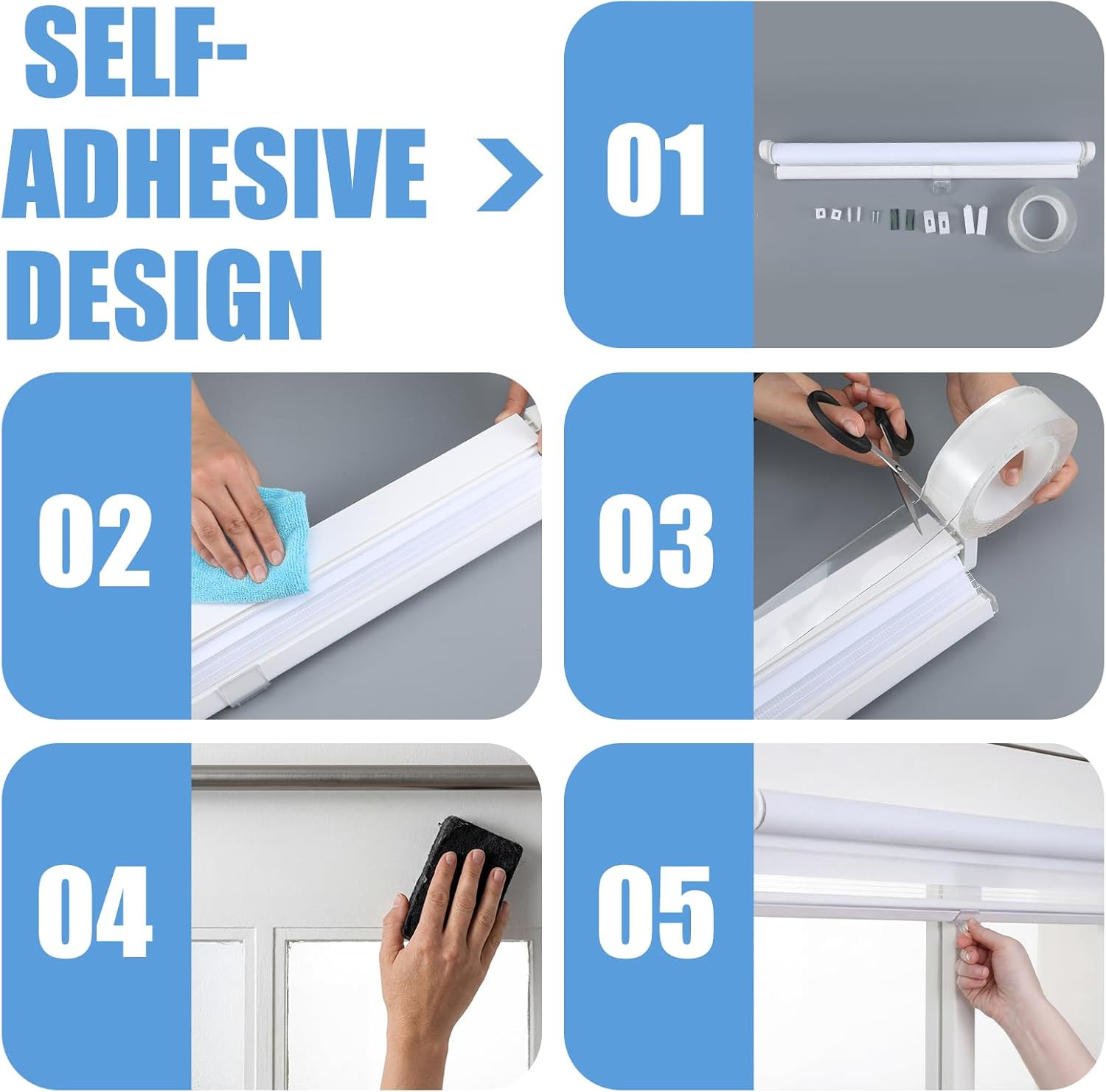 2 Set 24 X 84 Inch Self Adhesive Zebra Blinds for Sliding Door Adjustable French
