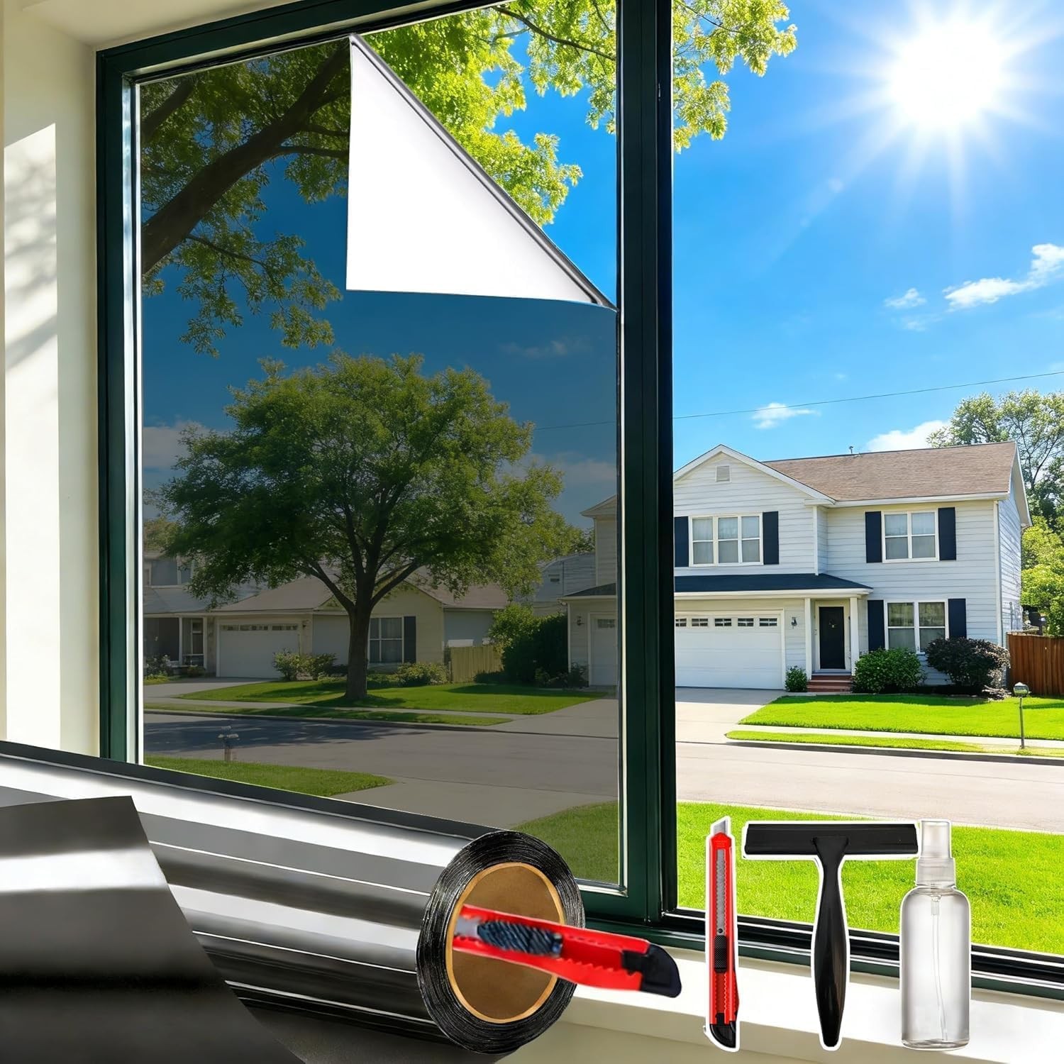 One Way Daytime Window Privacy Film See Out Not in, Window Tint for Home, Ref…
