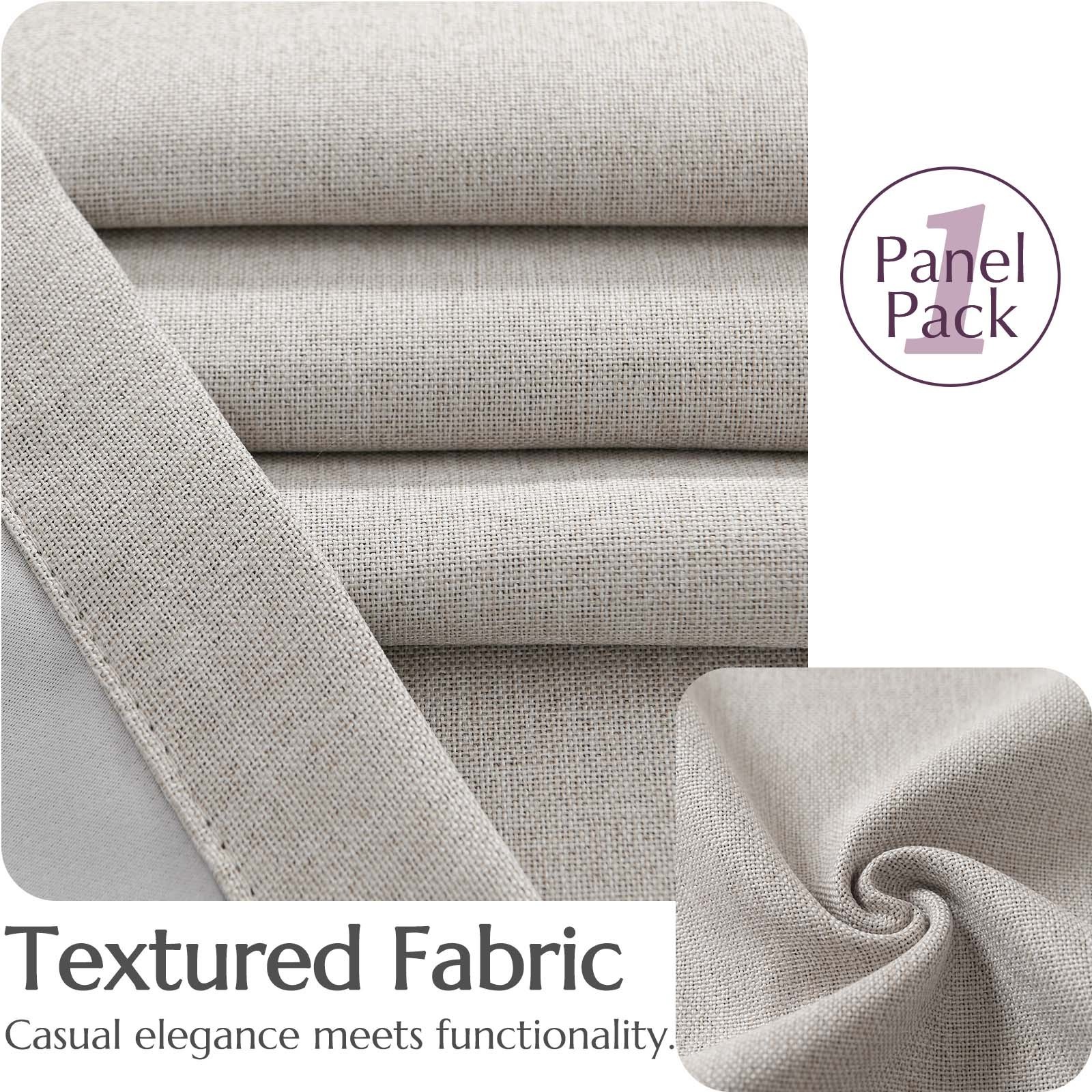 Linen Textured Blackout Curtains Bedroom Single Panel Thermal Grommet 84″ L