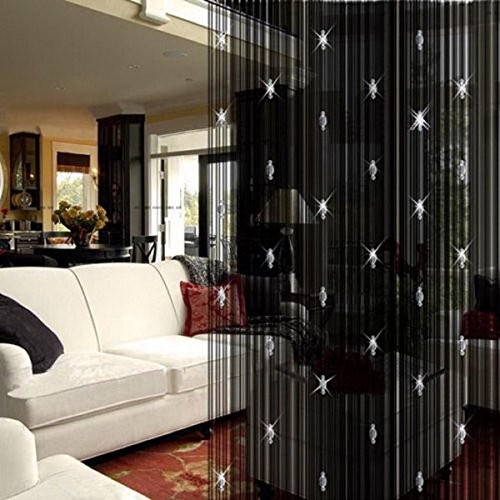 GREENWISH String Curtains Black Beads 39.4″W x 78.7″L (Pack of 1),