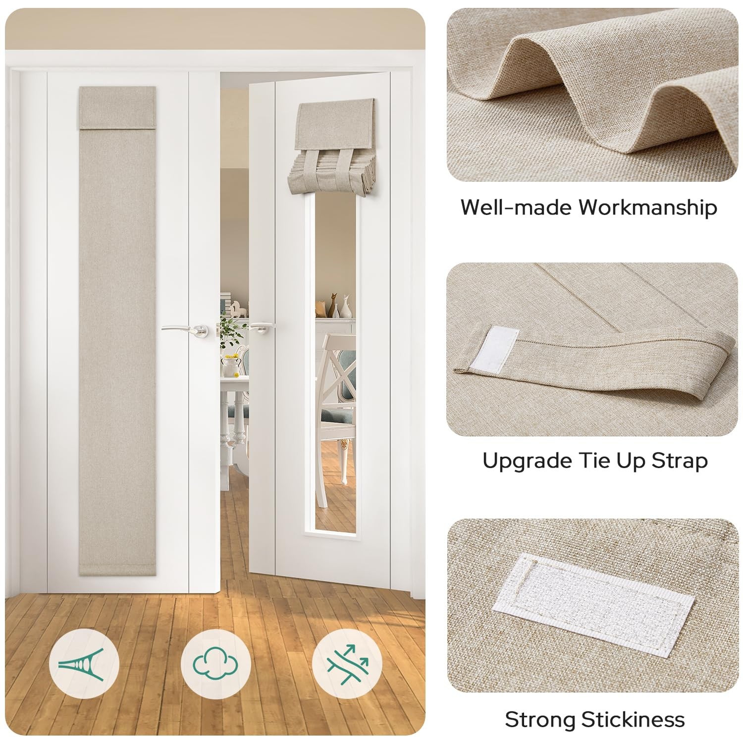 HOMEIDEAS Blackout Linen Sidelight Curtains for Front Door, Side Door Window …
