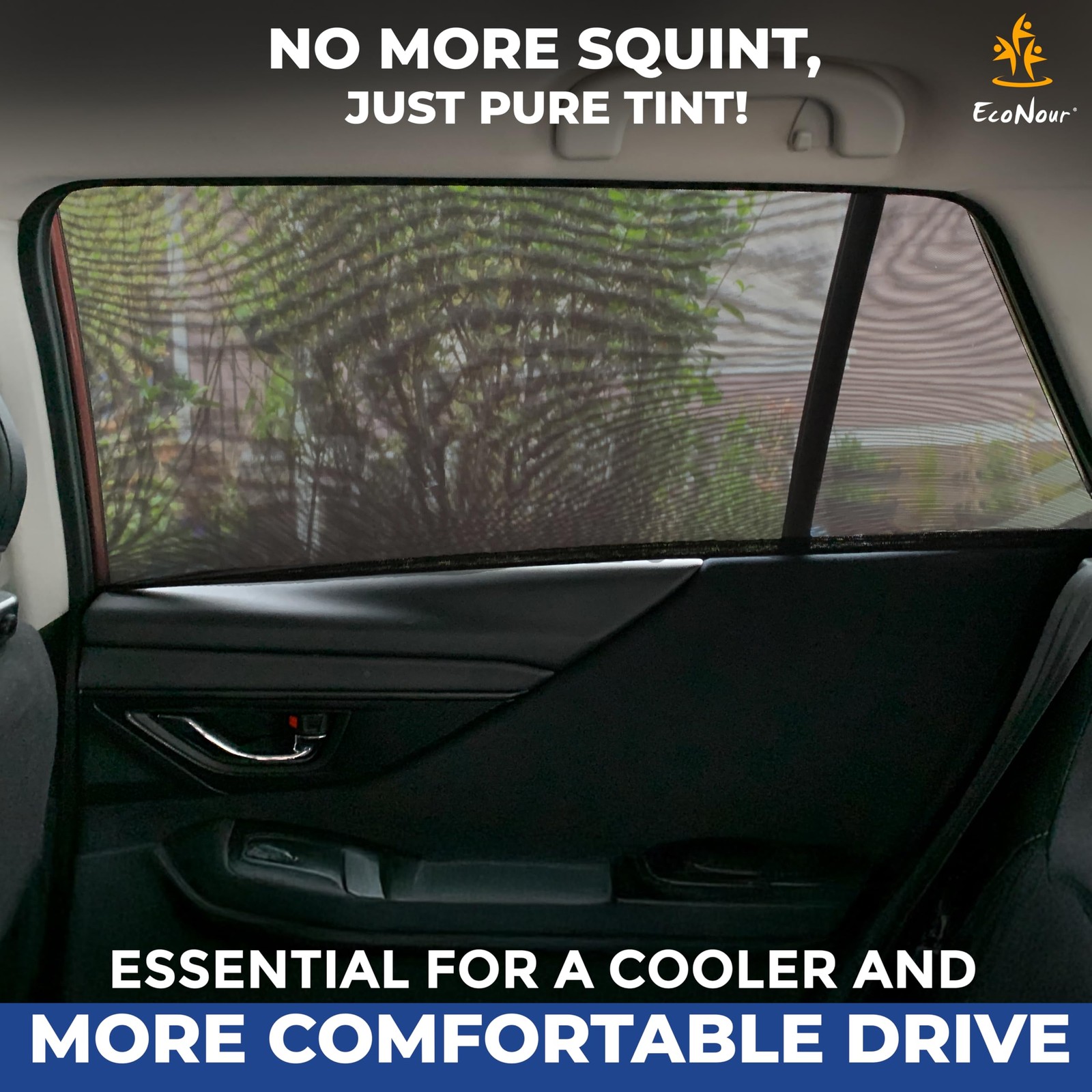 EcoNour Car Window Screens for Camping (Pack of 2) | 100% Medium, Black