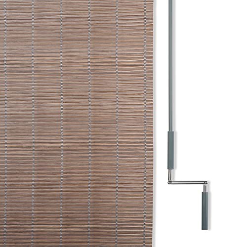 Wand Operated Outdoor Roller Shade – Cordless Sun 72″W x 48″H Driftwood