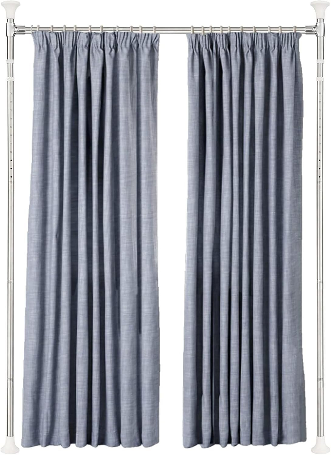 Room Divider Partition size 28″-70″ Wide x 48″-120″ High Tension Rod pole Silver