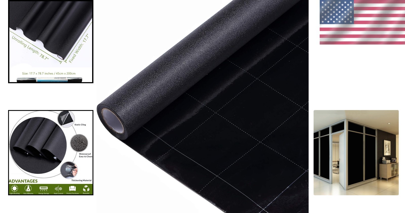 17.7 x 78.7 Black Window Cover – 99% UV Protection & Room Darkening Tint