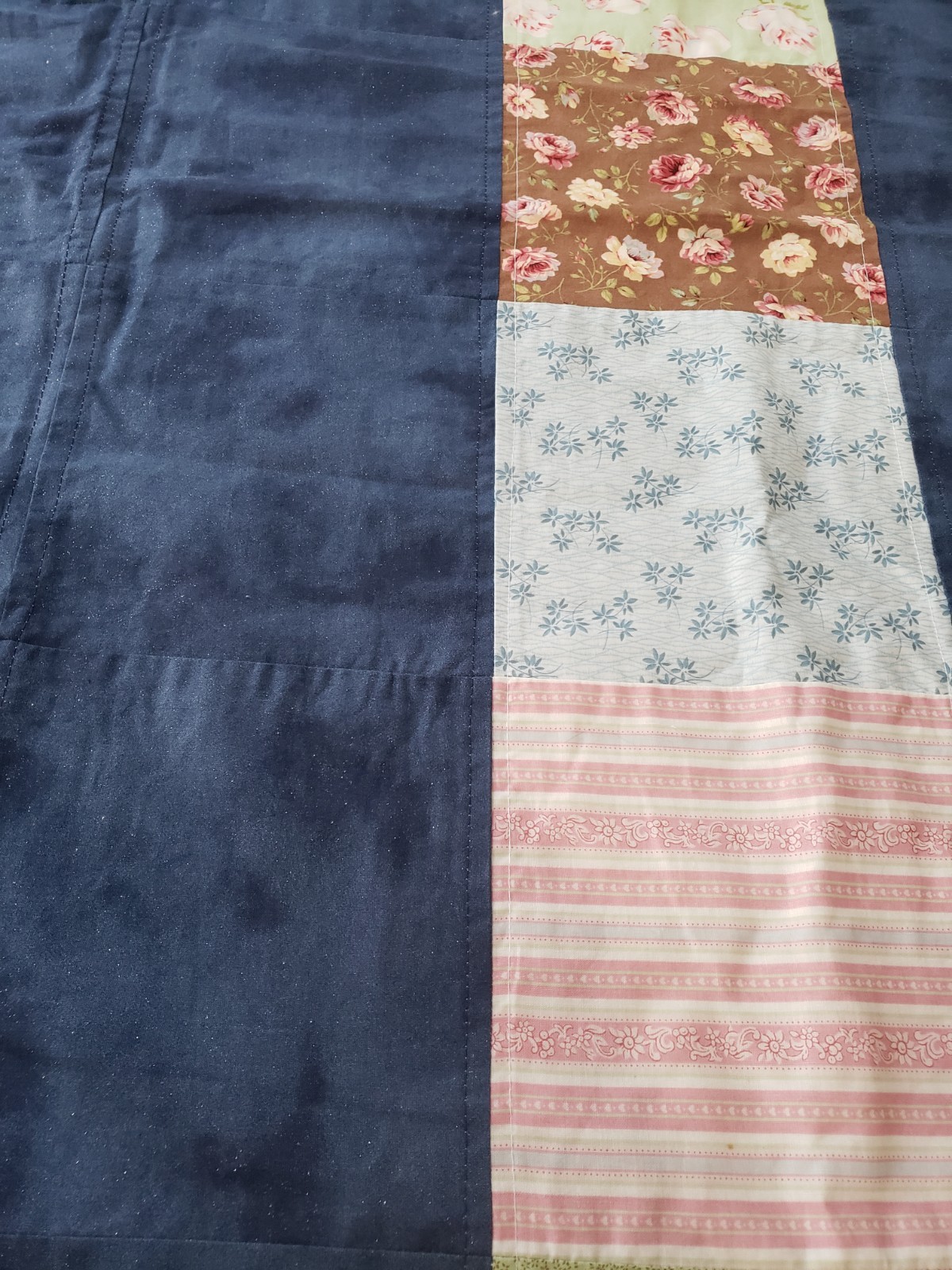 Vintage Patchwork Curtain Panel Handmade 43.5×73” Cotton Rustic Celestial Kids