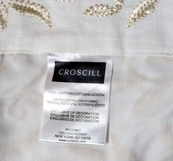 Croscill, Valance, CELA, Ivory, 72″ W x 20″L, Embroidered Pattern NEW