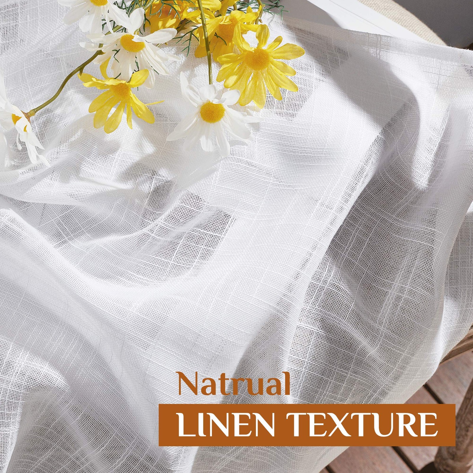 White Curtains 84 inches Long for Living Room, Rod Pocket & Back Tab Semi Sheer