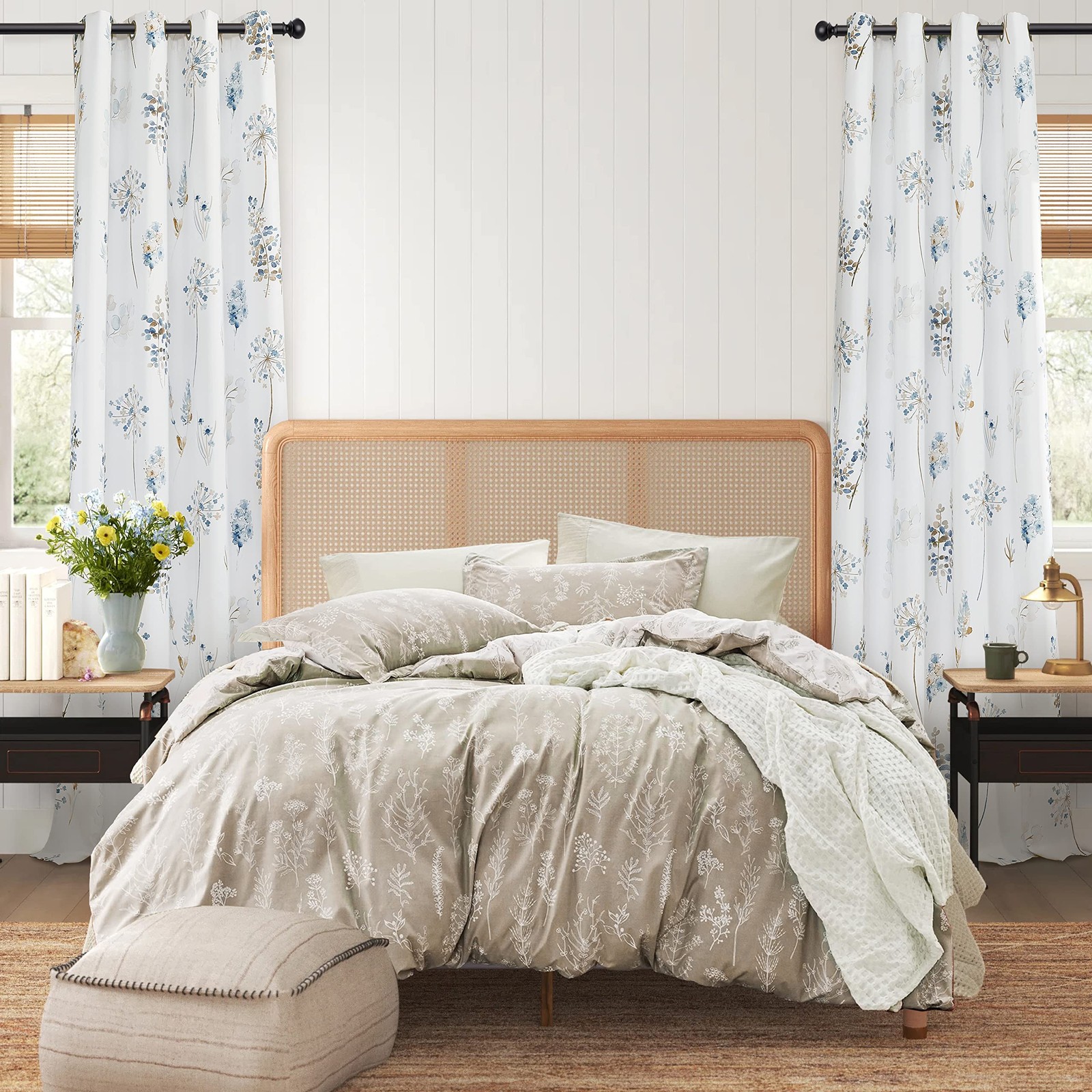 Xtmyi Blue And Brown Floral Pattern Curtains Elegant 8Ft Floor To Ceiling