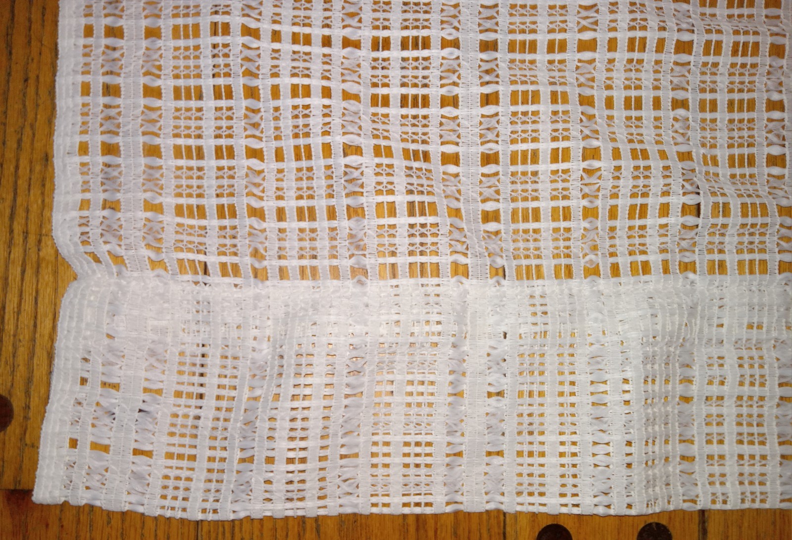 Vintage Off White Sheer Open Weave Pattern Polyester Single Curtain Panel 50×80