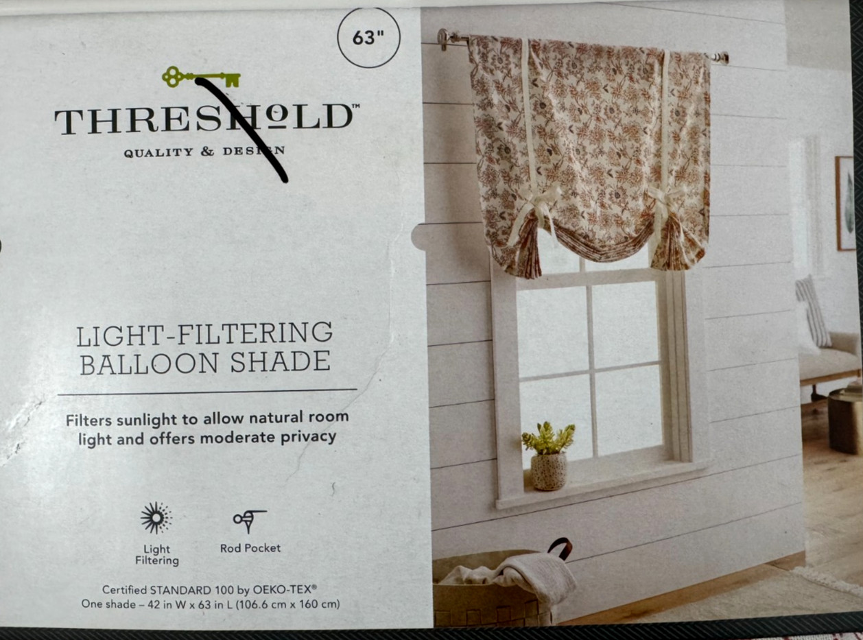 THRESHOLD LIGHT-FILTERING BALLOON SHADE MULTICOLOR FLORAL SIZE 63″ X 42″ NEW