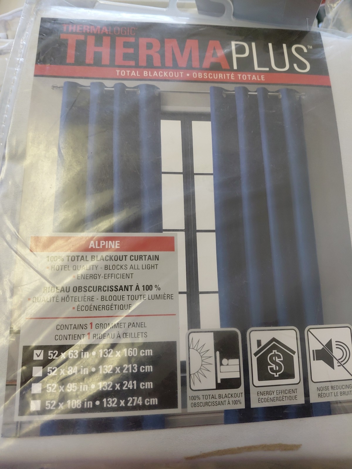 THERMAL Plus Grommet Light-Filtering Curtain Panel 52in x 63in White