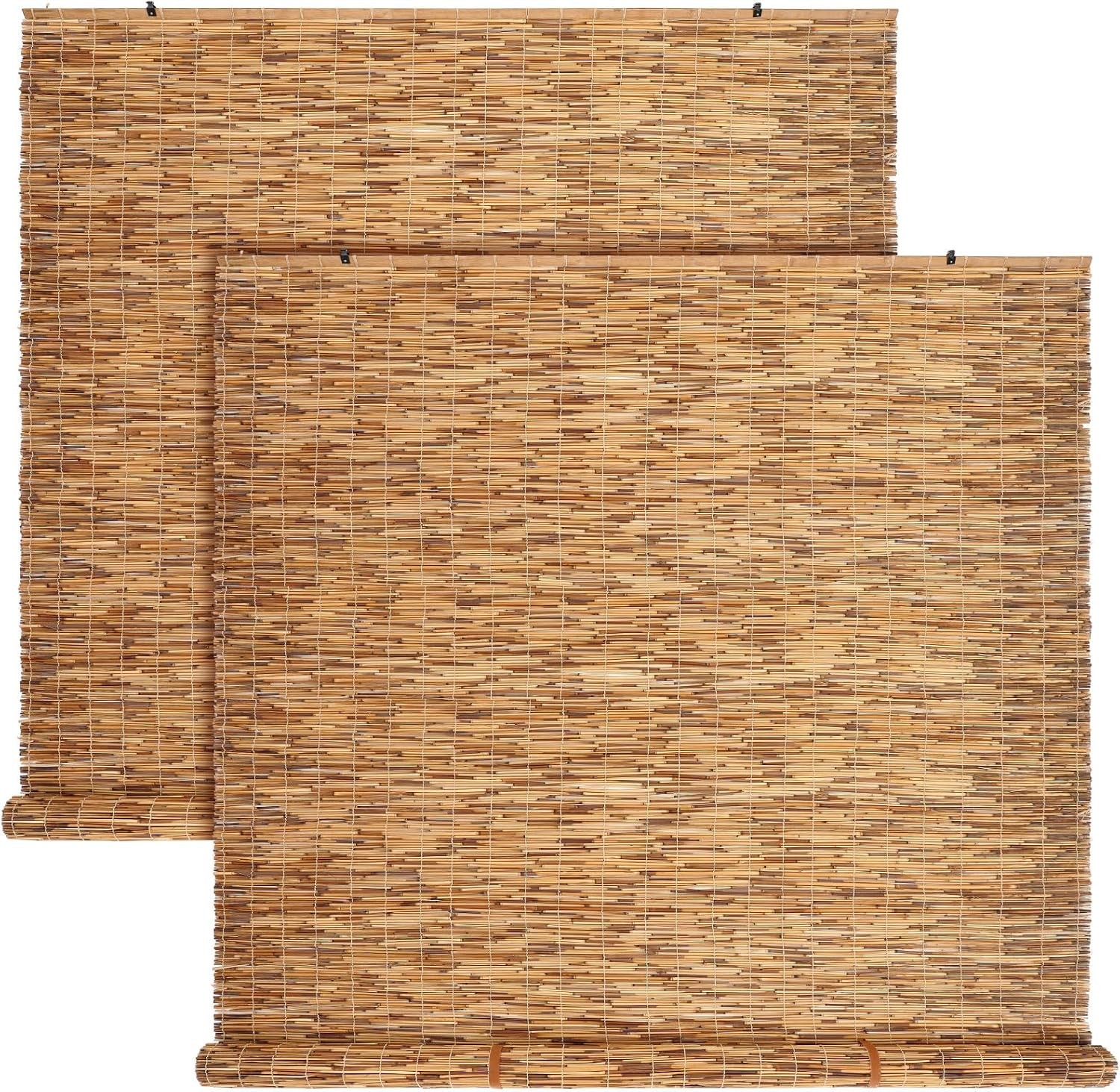 2 Pcs Bamboo Shades Outdoor Reed Roll up Blinds 60″ W x 72″ H Blackout Sunshade