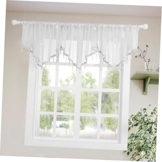 Swag Curtain 51 inch Length Rod Pocket Scalloped 51″W x 23″L (Pack of 1) White