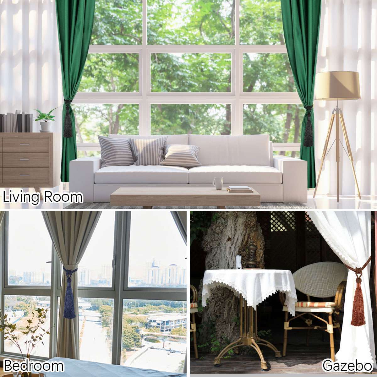 2/4pcs Curtain Holdbacks Rope Tie Backs Durable Tassel Tiebacks Window Decor