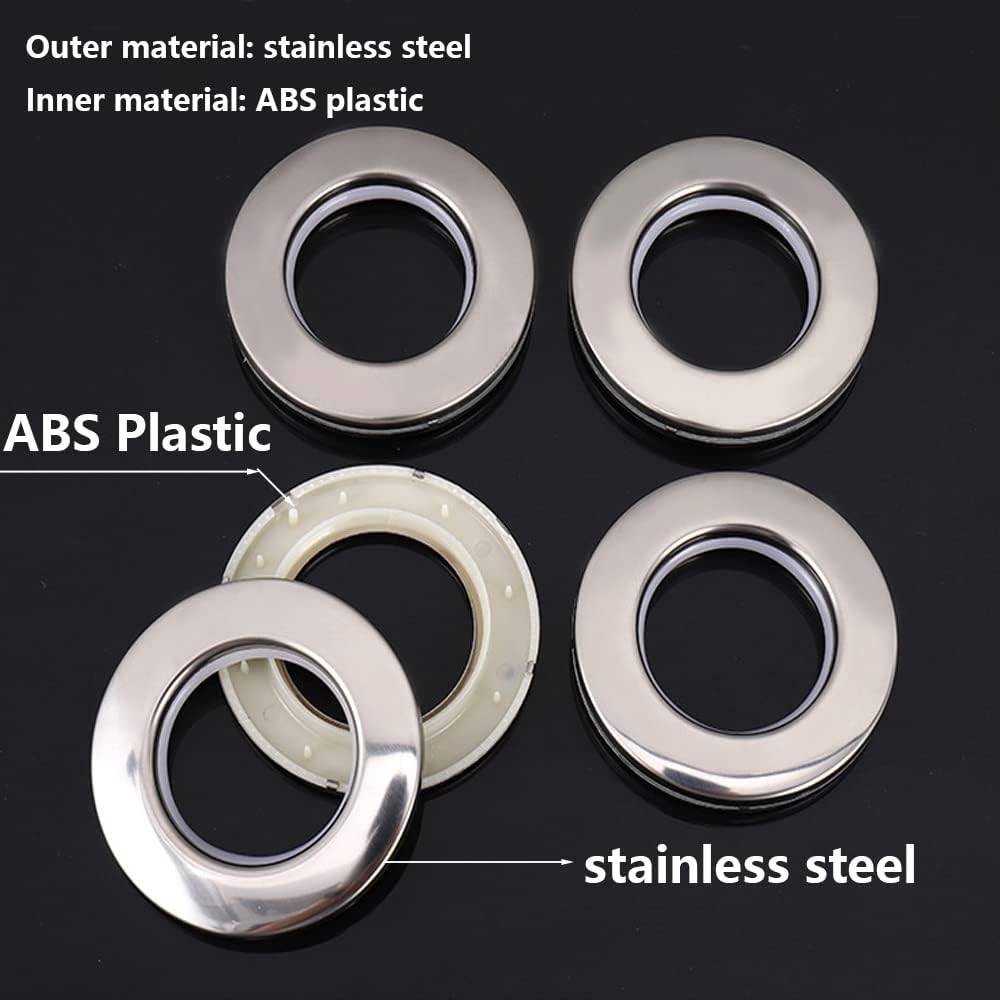 Curtain Grommets Surface 20 pcs Stainless Steel Metal Curtain Eyelet Rings Inner