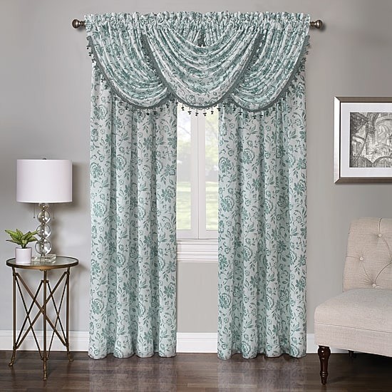 Regal Home Watercolor Floral Rod Pocket Light Filtering Curtain Panel Aqua 50×95