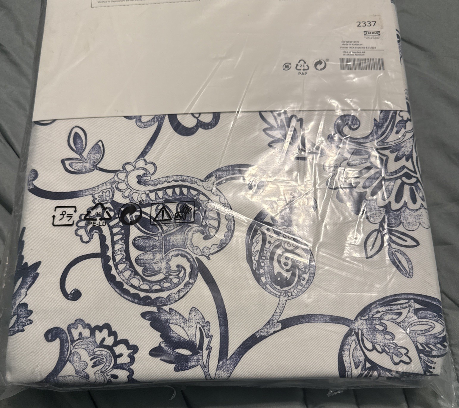 IKEA DOVREFIBBLOR Curtains 1 Pair 2 Panels White Blue 57×118″ NEW Sealed