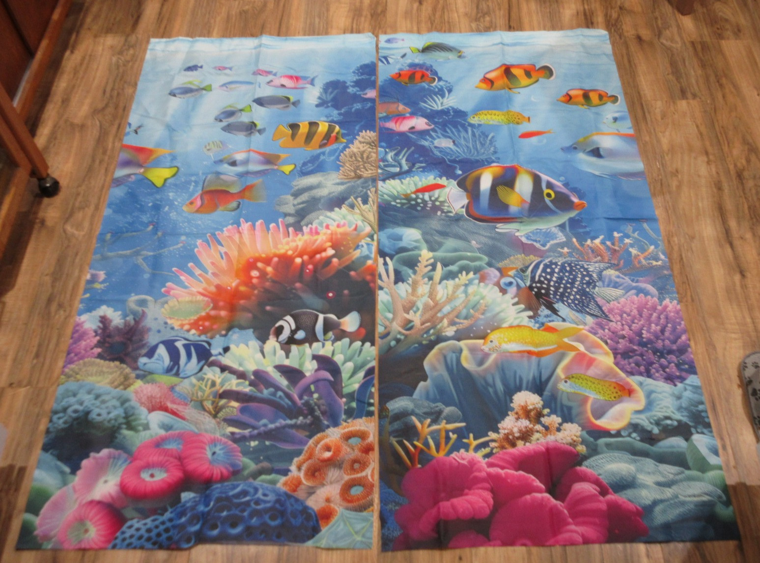 Fish & Coral Reef Ocean Sea Life Window Curtains 90″ By 40″ Fabric Drapes