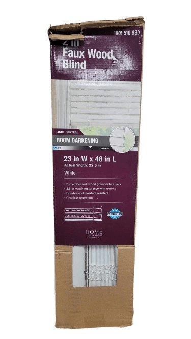 HDC – White Cordless Faux Wood Blinds for Windows with 2 in. Slats