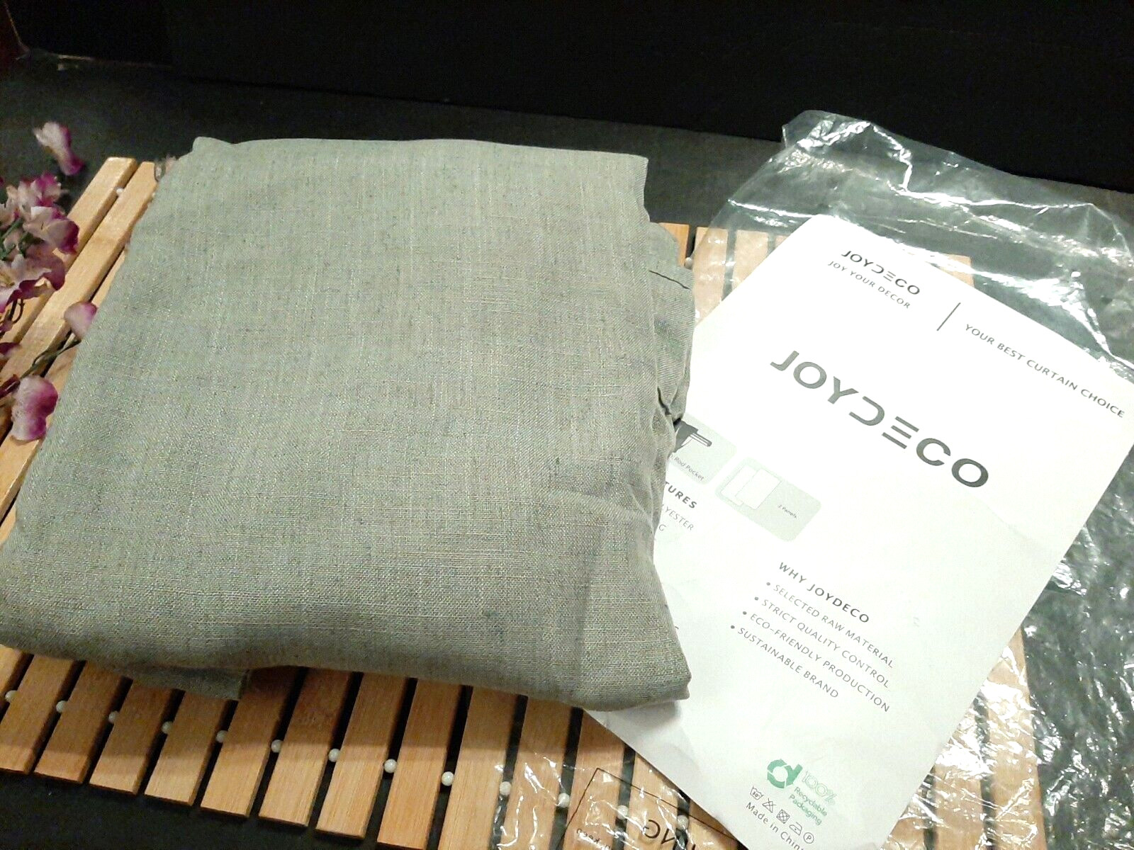 Pr JOYDECO LINEN CURTAIN PANELS 52×96~ Loden / Sage Green Light Filtering #M39