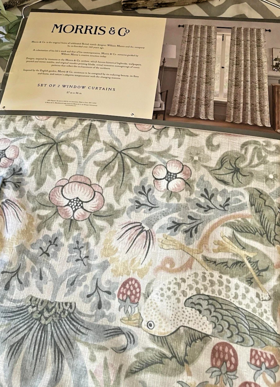 WILLIAM MORRIS Curtain Set of 2 37X96” Strawberry Thief Birds Floral New