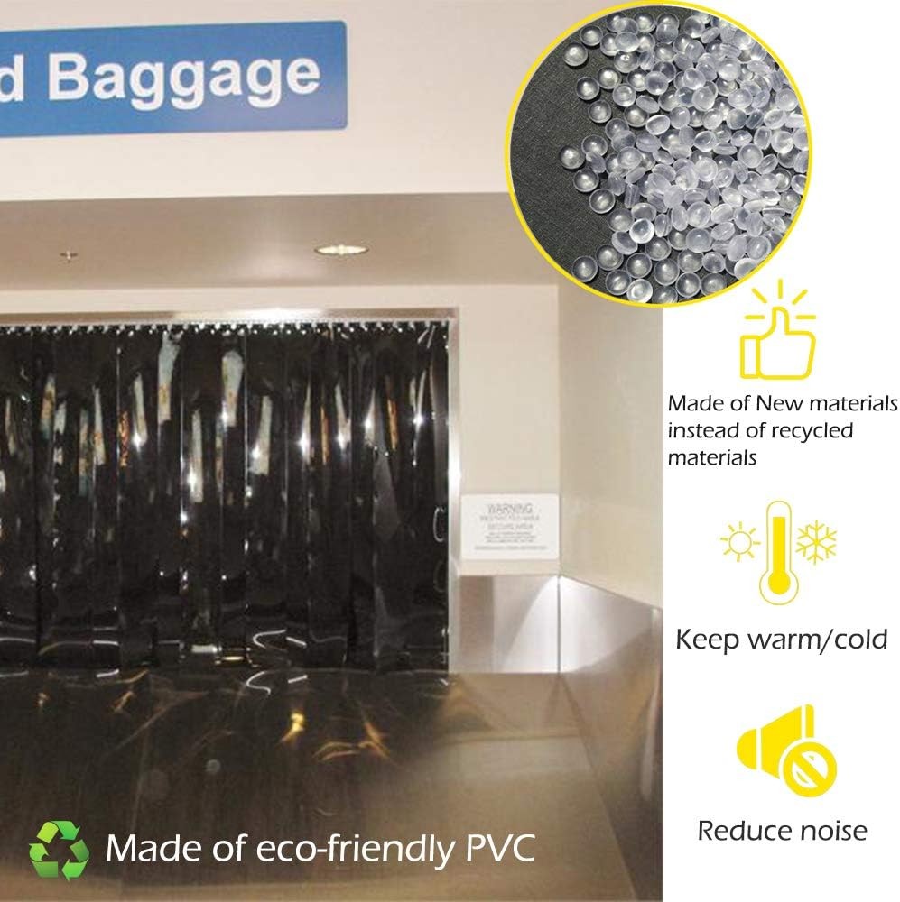 Black PVC Strip Door Curtain Heavy Duty Vinyl Roll Scratch Guard Industrial Use