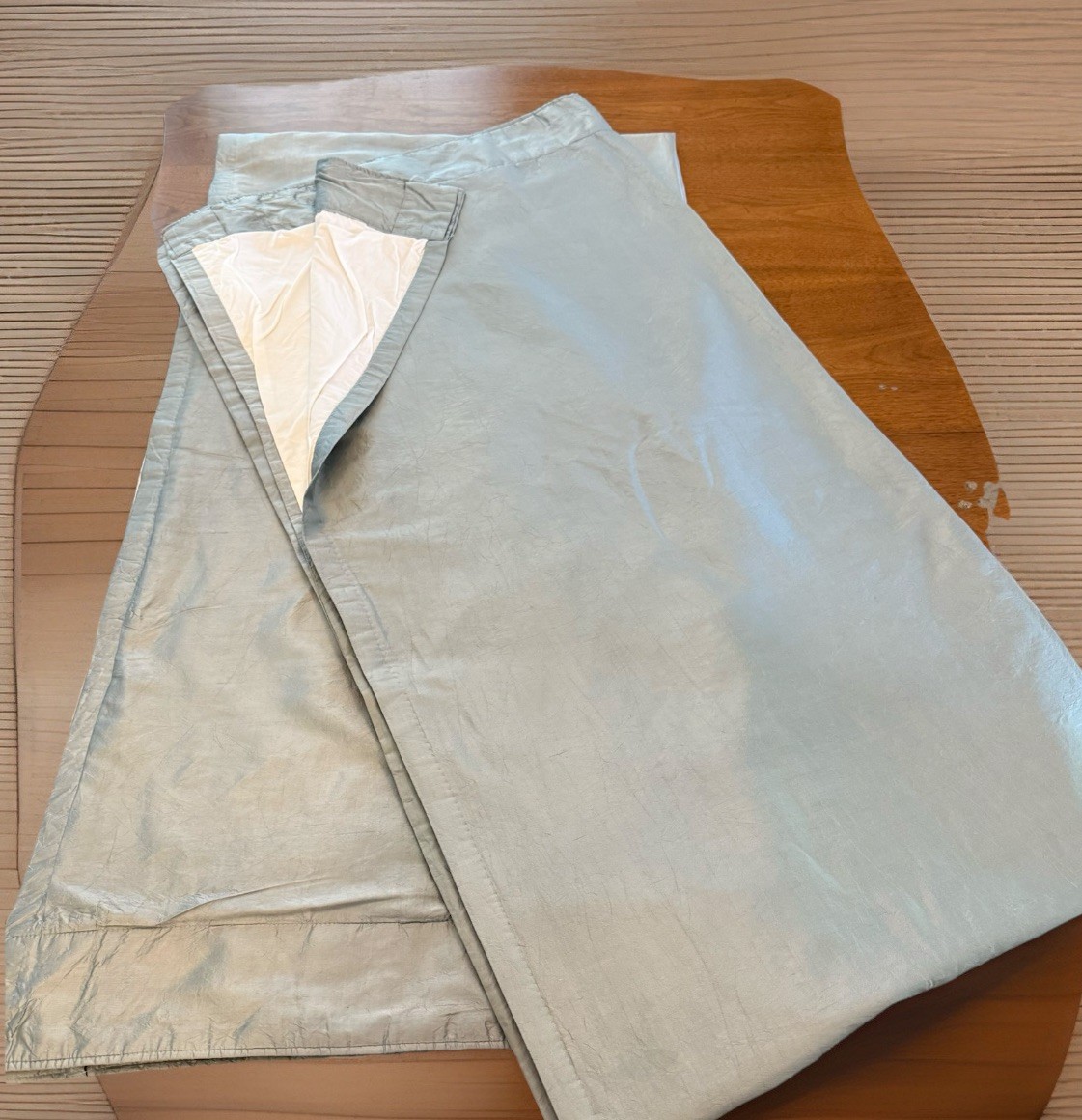 VTG Silk Curtain Panels SET 2 Light Blue Thermal Blackout Double Lined 47×90 Ea