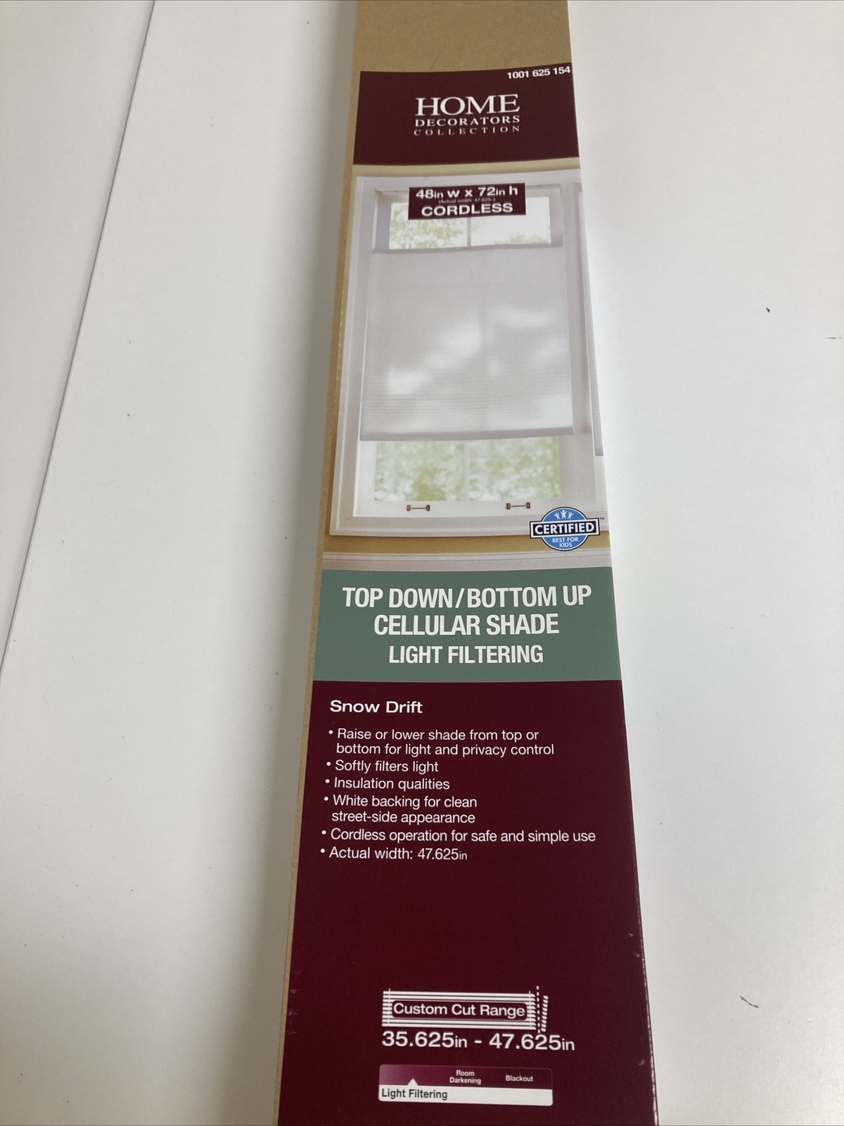 New HDC Top Down/ Bottom Up Cordless Cellular Shade Light Filtering Snow Drift