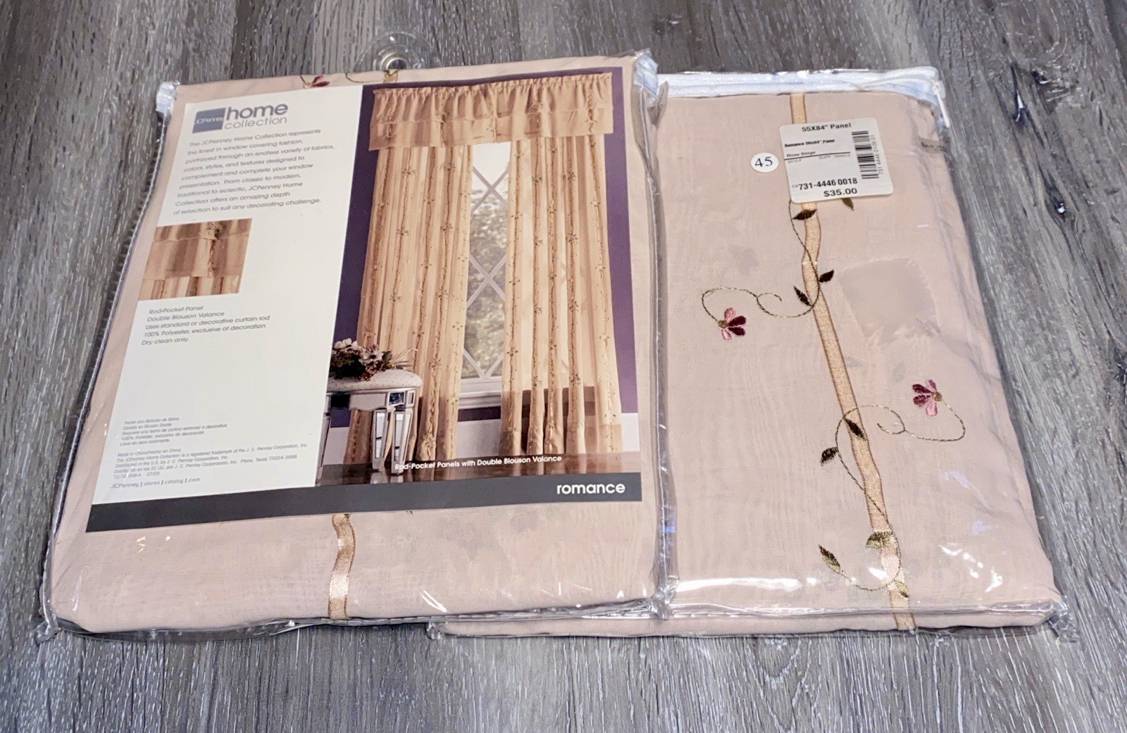 JC Penny Home Collection Romance Panel Rod Pocket Panel 54×84 Rose Beige Set