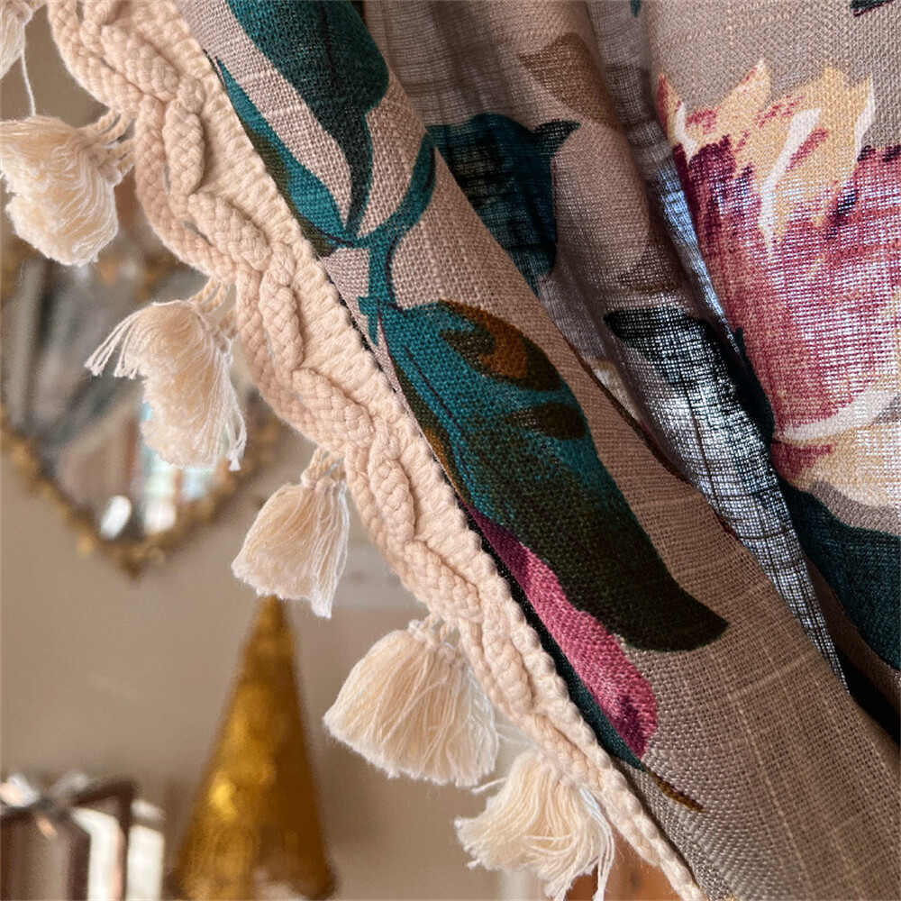 Print Curtains Living Room Half Curtain Window Short Drapes 2pcs Panels Decor