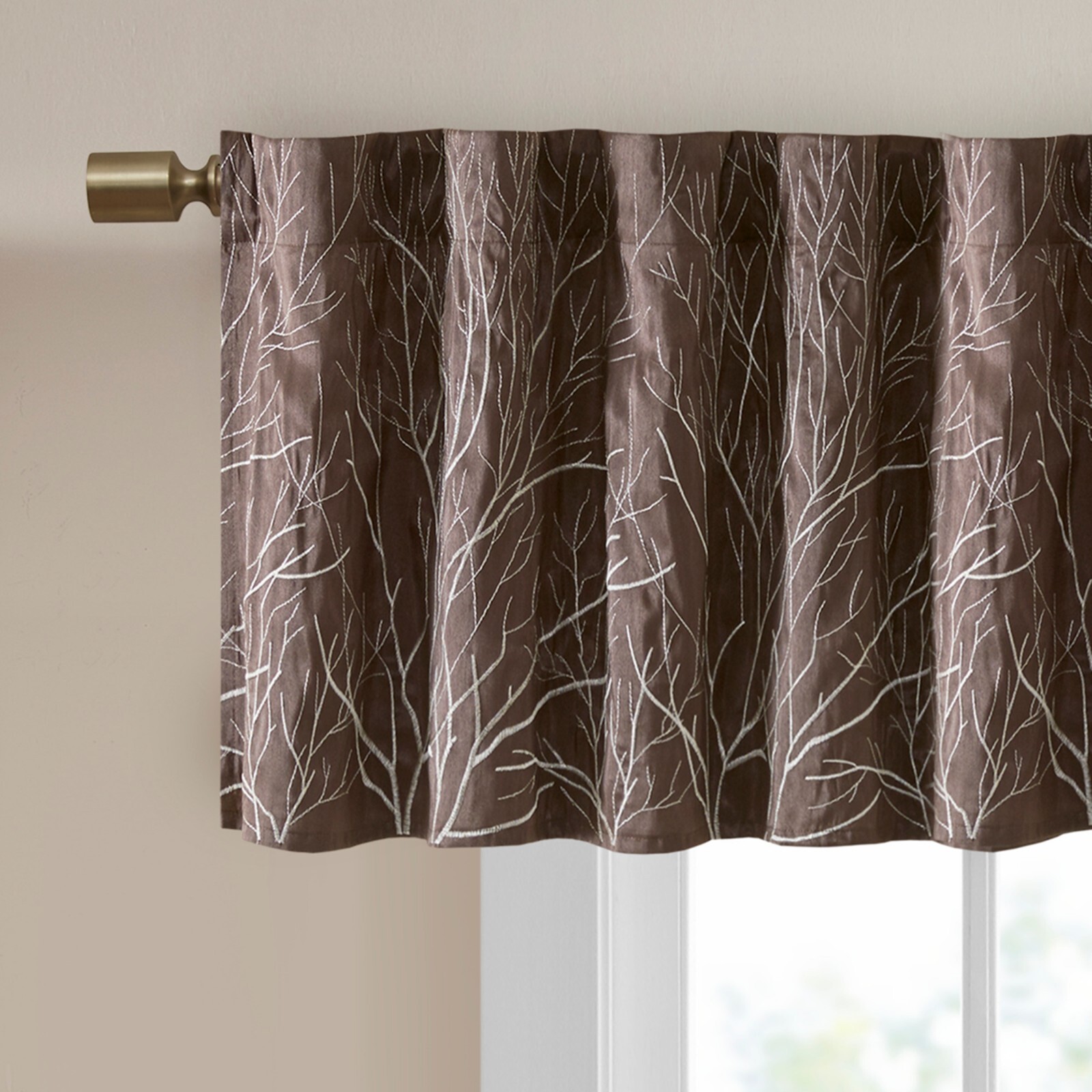Madison Park Andora Faux Silk Embroidered Window Valance