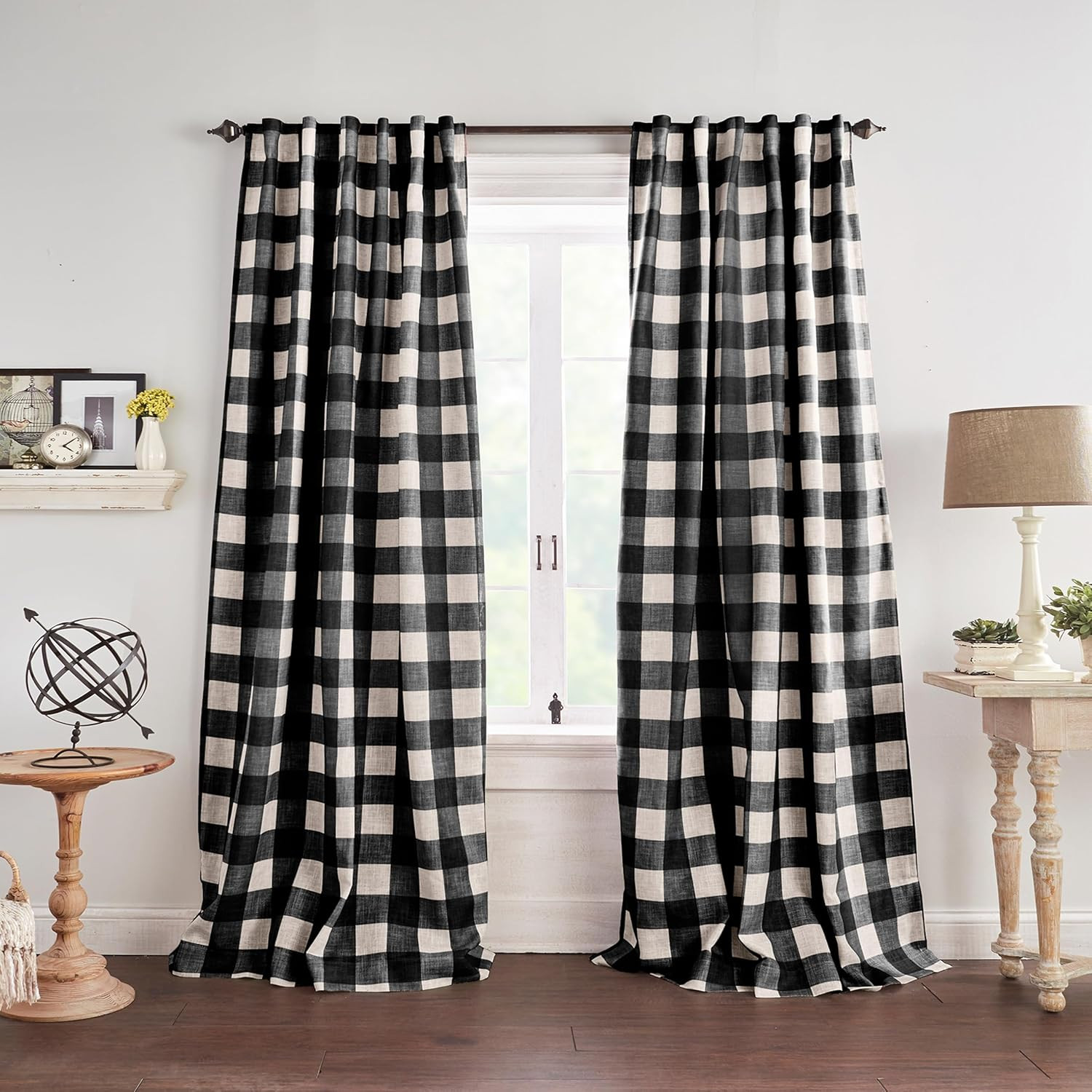Grainger Buffalo Check Blackout Window Curtain, Chambray – 52″ W X 95″ L