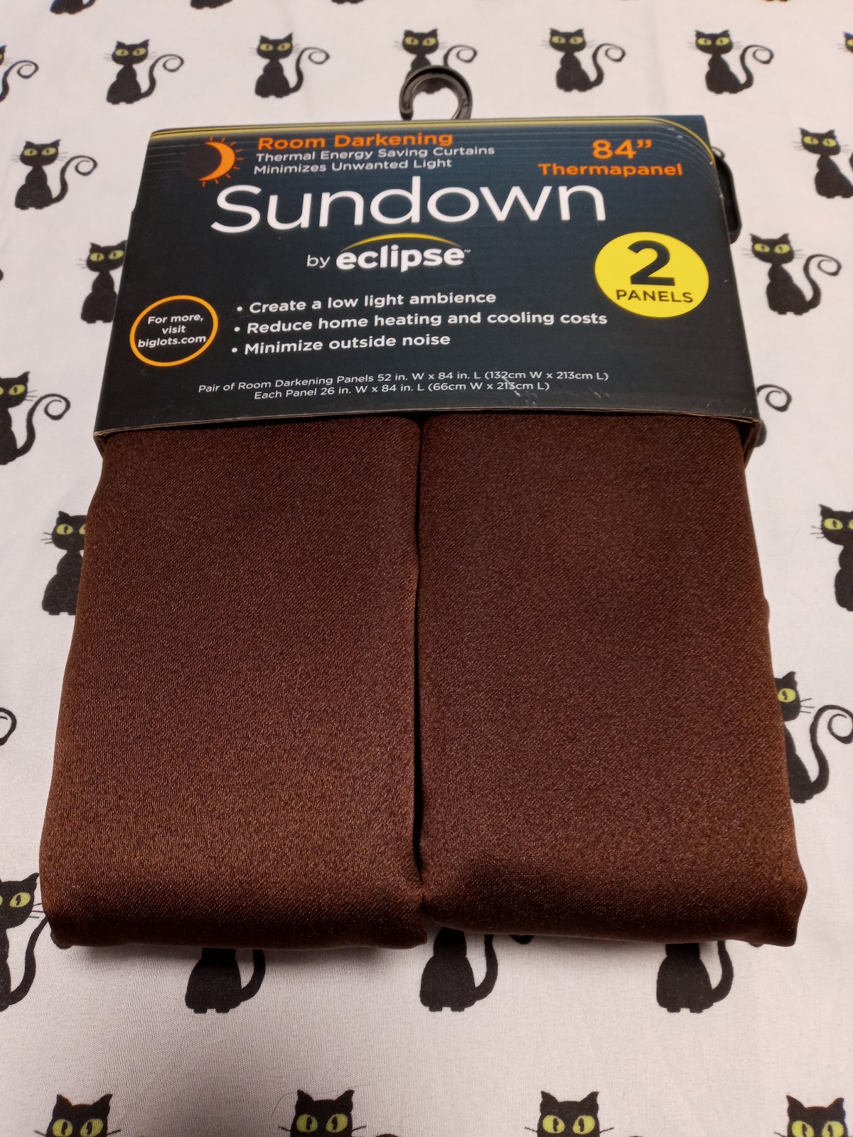 NIP Sundown Eclipse room darkening 2 panels brown curtains rod pocket 52″ x 84″