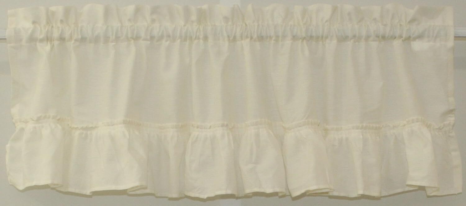 Stacey Solid Light Filtering Cafe Curtain Tier or Valance or Swag ICE CREAM