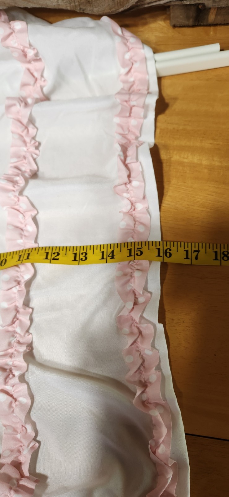 White Valance Sweet Pink Polka Dot Ruffle Tiers Essential Home Table Runner