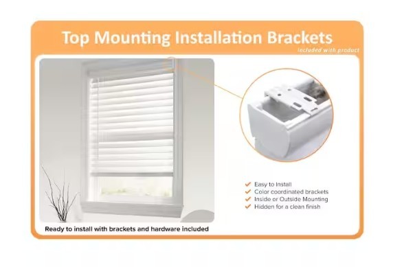 CUSTOM SIZE Cordless Faux Wood Blinds for Windows with 2.5 in. Slats