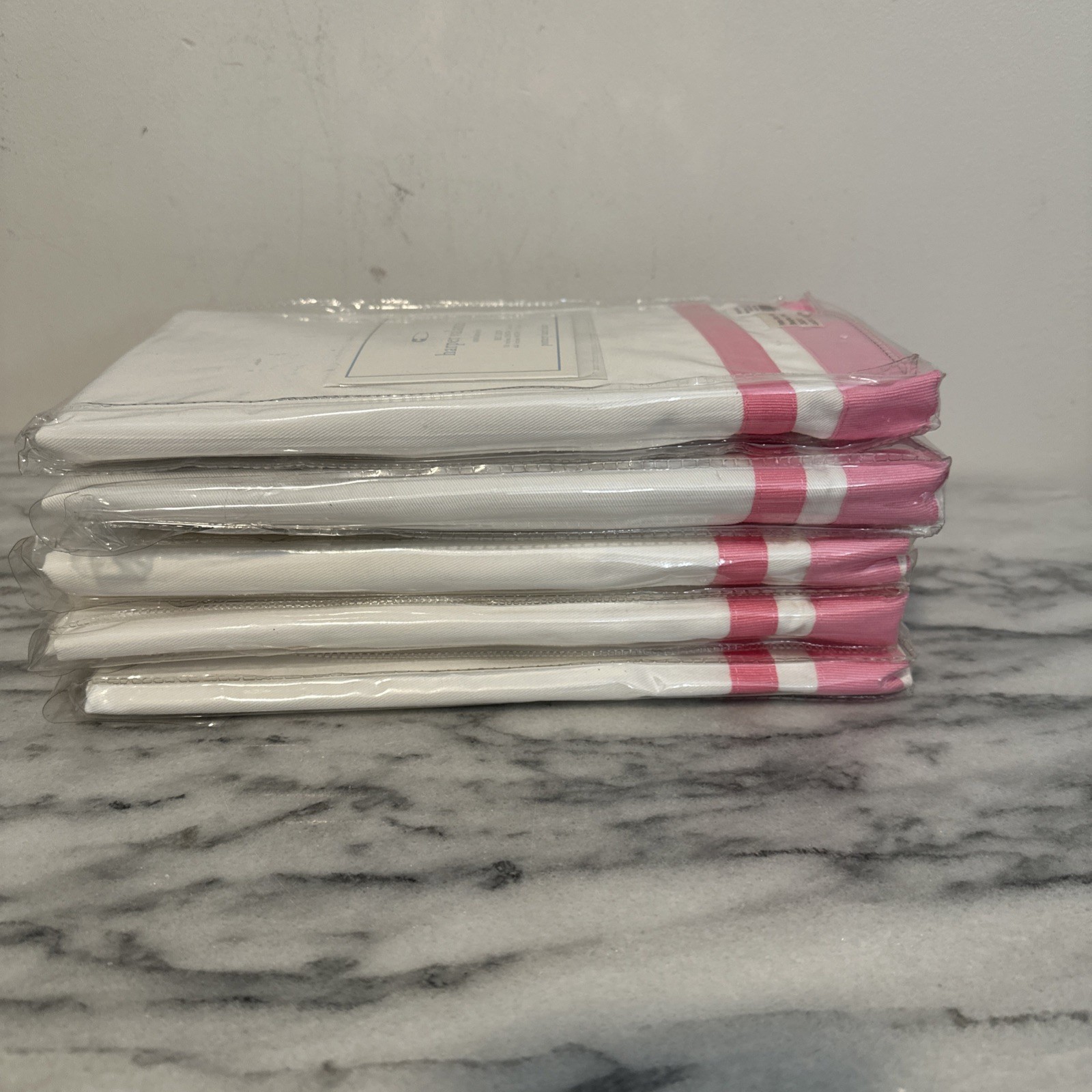 Pottery Barn Kids Harper Pink Stripe Window Valance 44 x 18” set of 5 NEW NIP