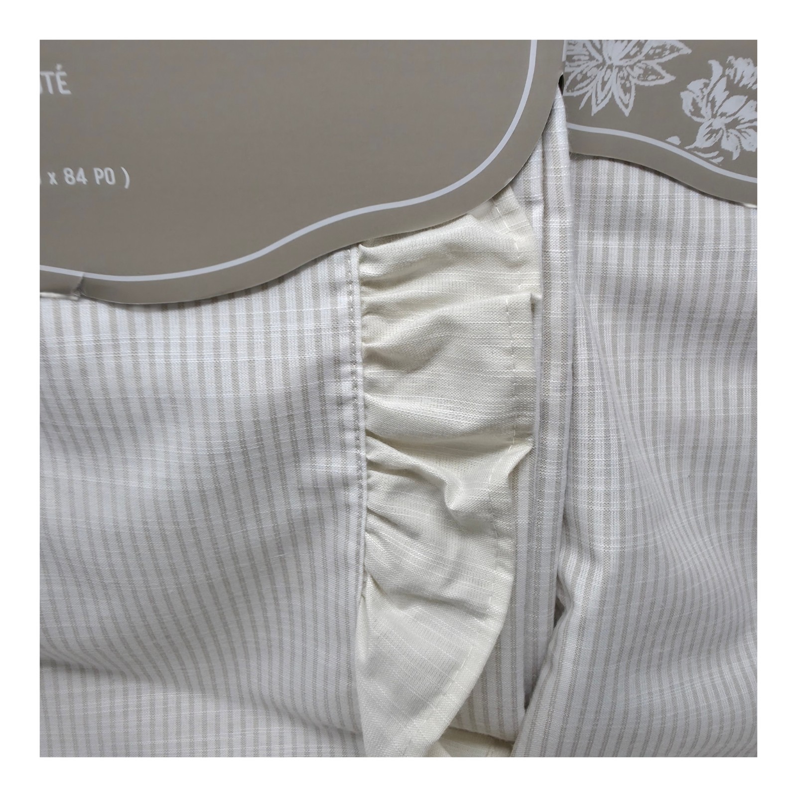 Chateau Chic Set Of 4 Stripe Ruffle Curtain Panels 38×84 Ivory Farmhouse NEW