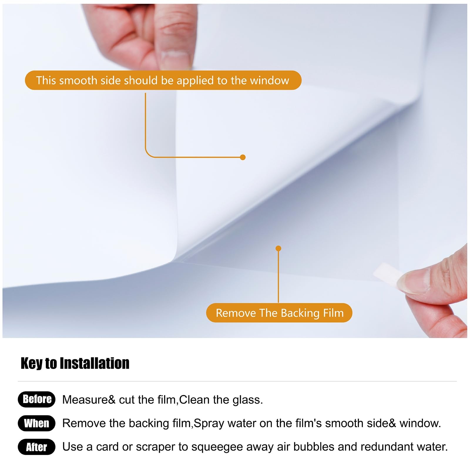 17.5 x 78.7 Inch White Blackout Window Film 100% Light Blocking Window Cover