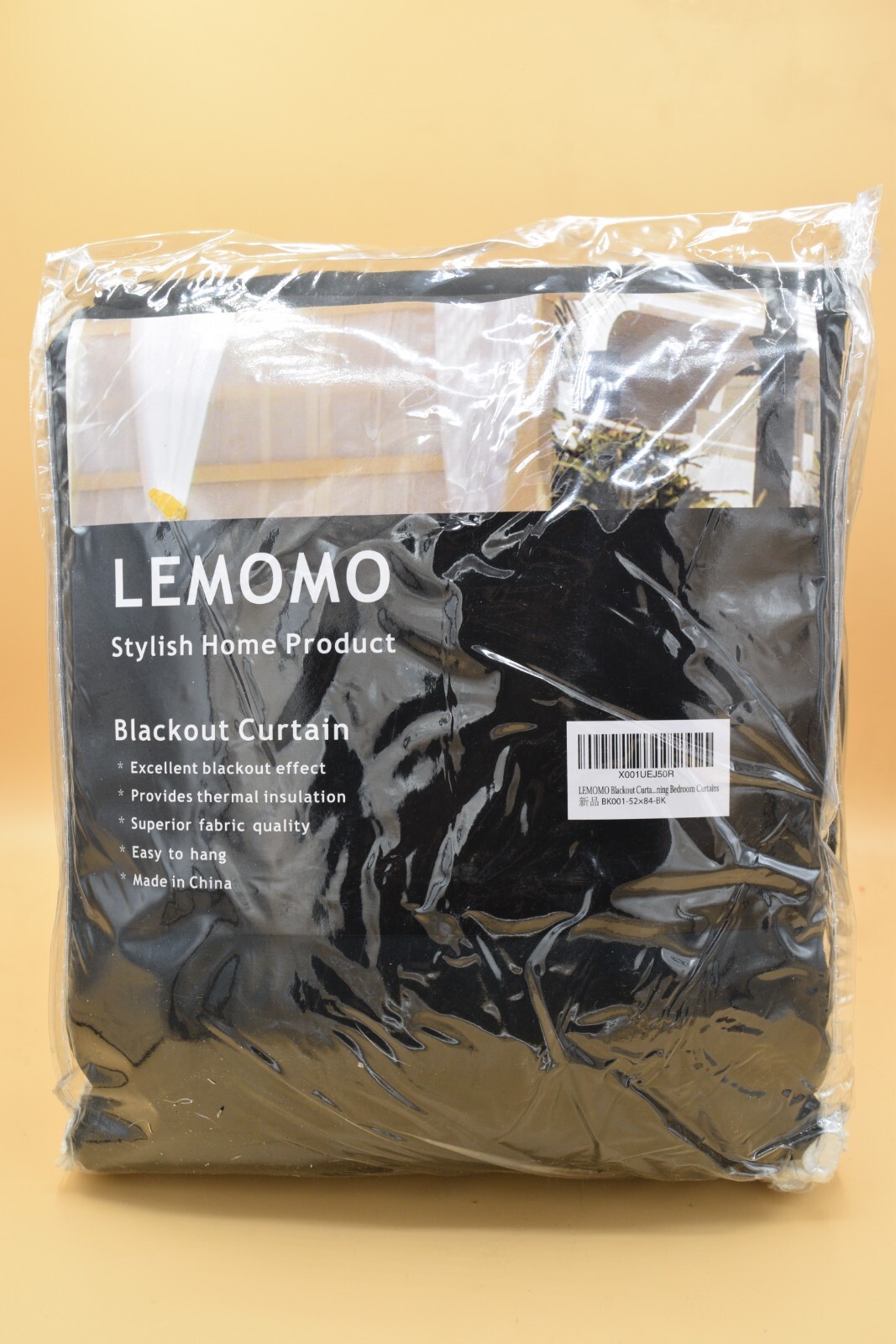 Lemomo Blackout Curtains 52″ x 84″ BLACK 2 Panel NEW