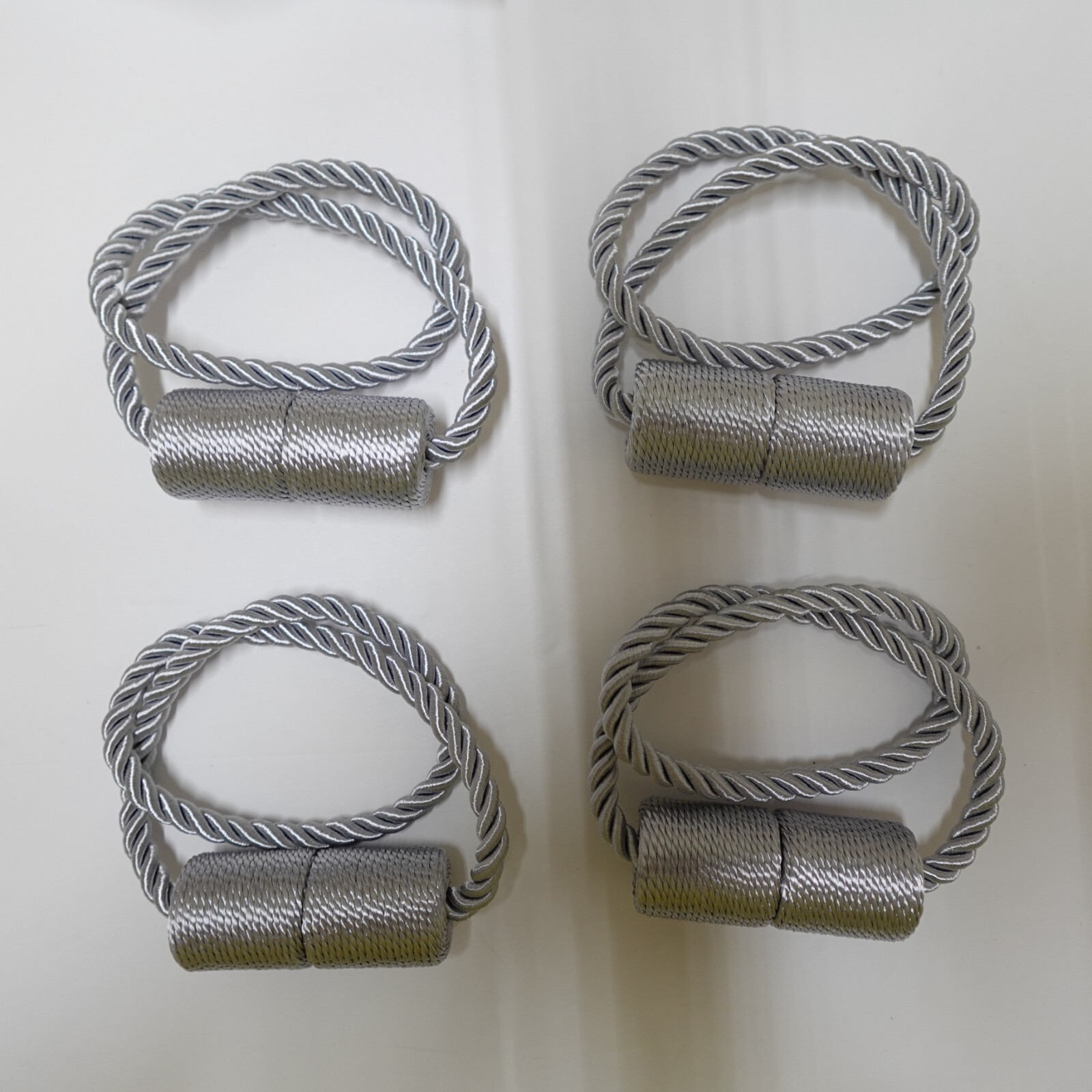 4 PCS Magnetic Curtain Tiebacks Elegant Decorative Tie Backs Drapes Grey Silver