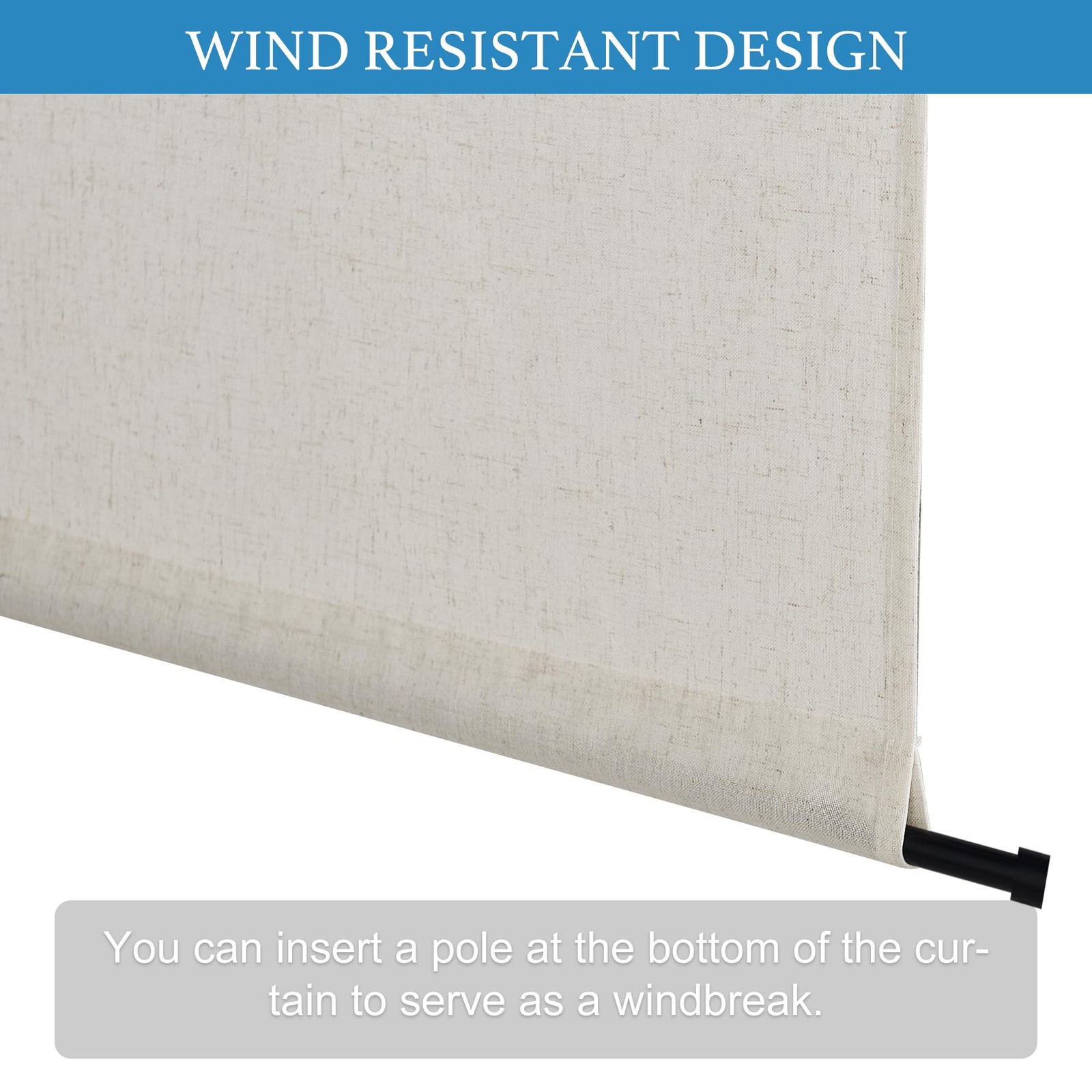 Natural Linen Blended French Door Curtain Privacy Light Filgtering Tricia Win…